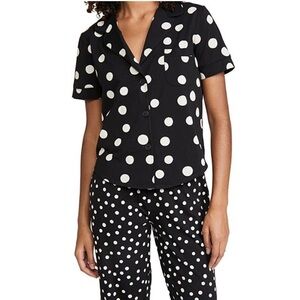 Madewell Knit Short-Sleeve Top in Inkwell Dots Size XS A47